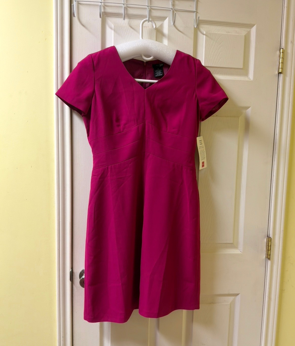 East 5th Pink Fit And Flare Dress Size 10 Cap Sleeve V Neck